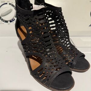 Maurices Black Gladiator Sandals with Block Heel